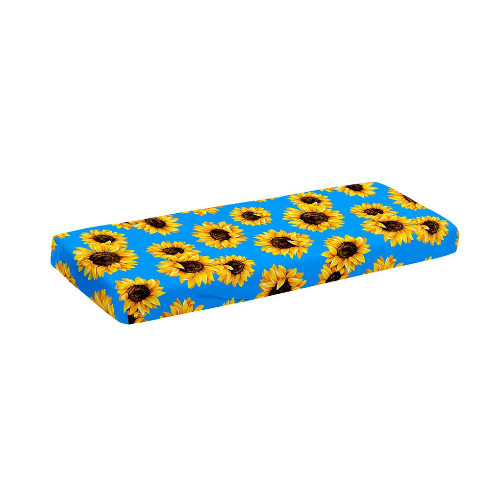 Blue Sunflower Pattern Print Piano Keyboard Cover