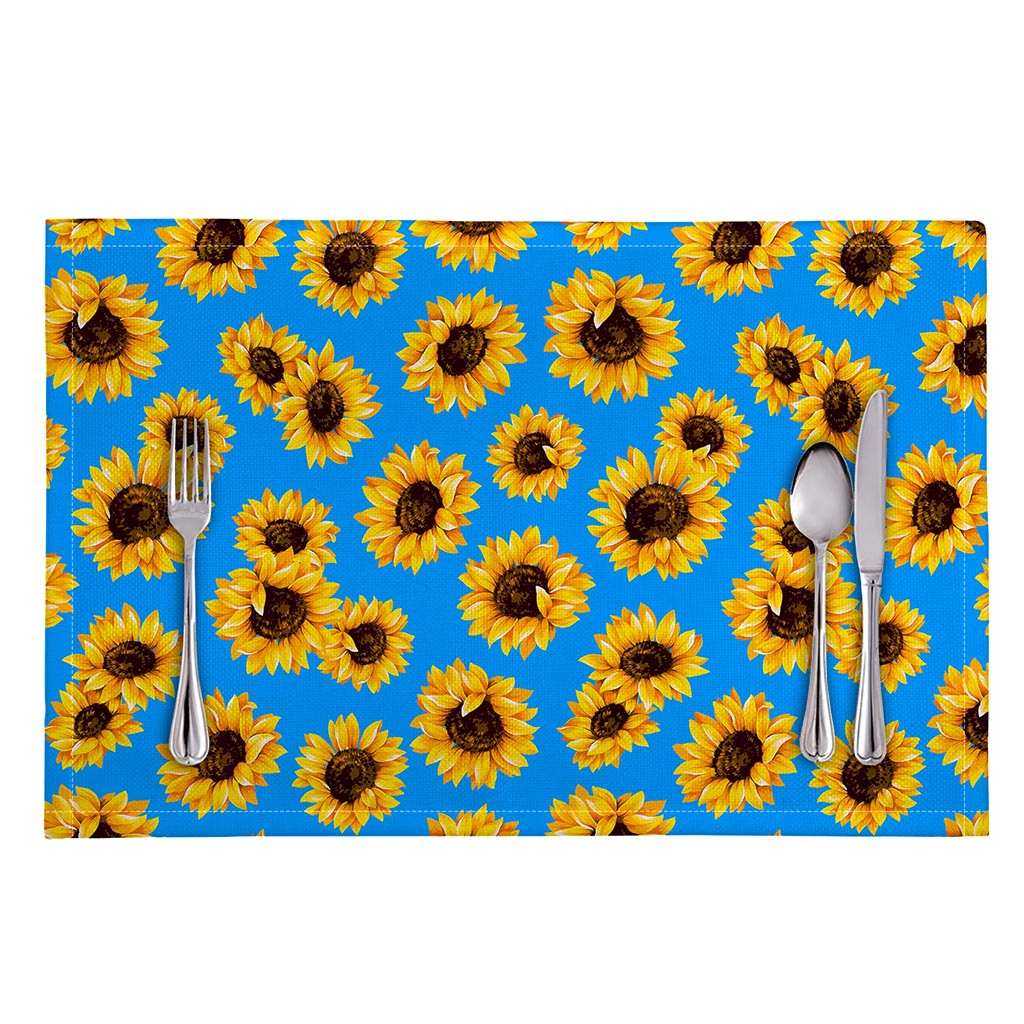 Blue Sunflower Pattern Print Placemat