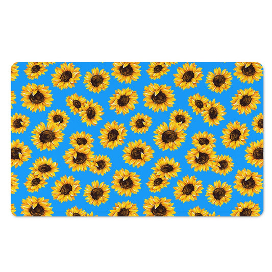 Blue Sunflower Pattern Print Polyester Doormat