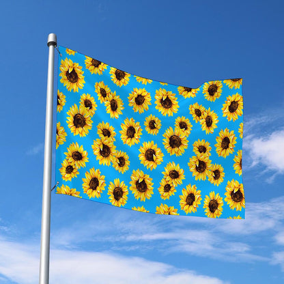 Blue Sunflower Pattern Print Polyester Flag