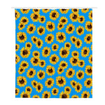Blue Sunflower Pattern Print Polyester Shower Curtain