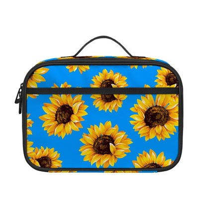 Blue Sunflower Pattern Print Portable Lunch Bag