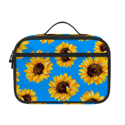 Blue Sunflower Pattern Print Portable Lunch Bag