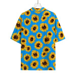 Blue Sunflower Pattern Print Rayon Hawaiian Shirt
