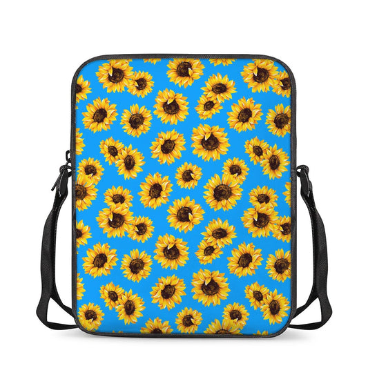 Blue Sunflower Pattern Print Rectangular Crossbody Bag