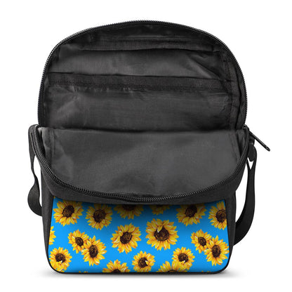 Blue Sunflower Pattern Print Rectangular Crossbody Bag