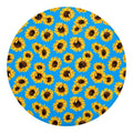 Blue Sunflower Pattern Print Round Blanket