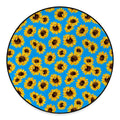 Blue Sunflower Pattern Print Round Floor Mat