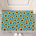 Blue Sunflower Pattern Print Rubber Doormat
