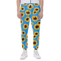Blue Sunflower Pattern Print Joggers