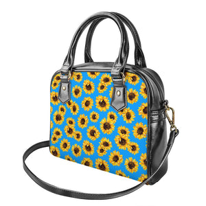 Blue Sunflower Pattern Print Shoulder Handbag