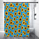 Blue Sunflower Pattern Print Shower Curtain