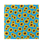 Blue Sunflower Pattern Print Silk Bandana