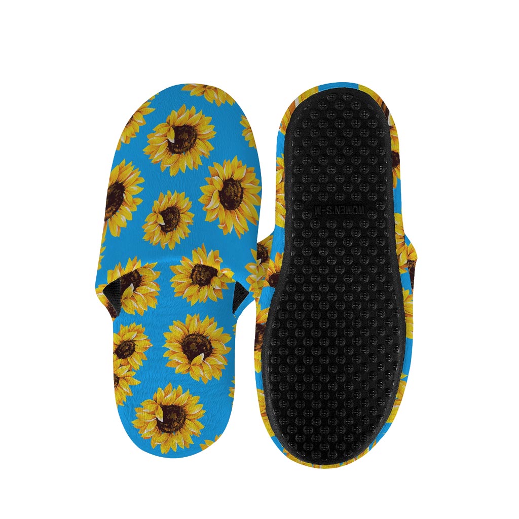 Blue Sunflower Pattern Print Slippers