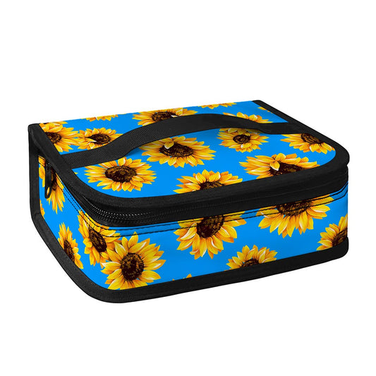 Blue Sunflower Pattern Print Small Lunch Bag