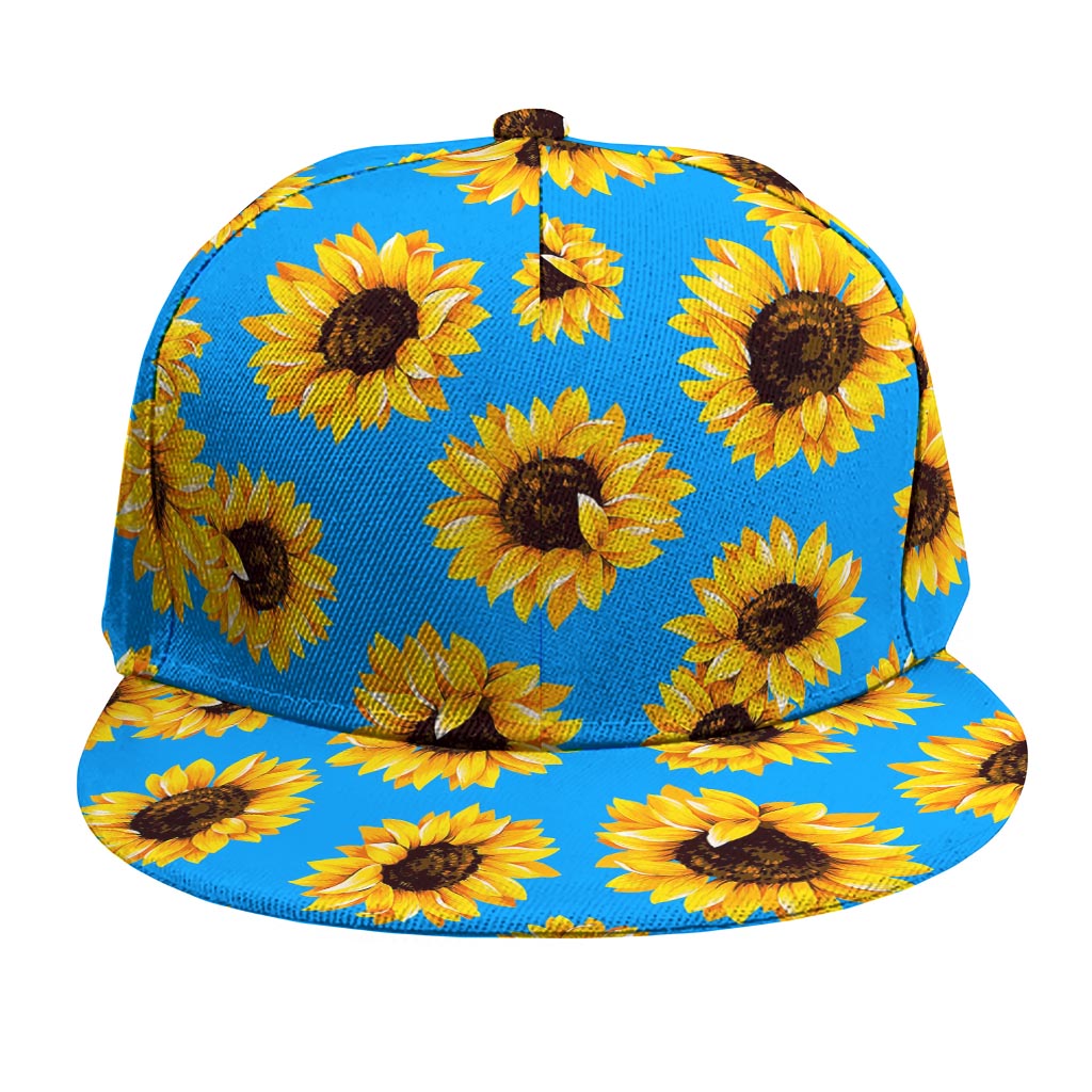 Blue Sunflower Pattern Print Snapback Cap