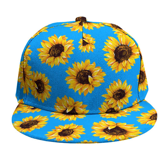 Blue Sunflower Pattern Print Snapback Cap