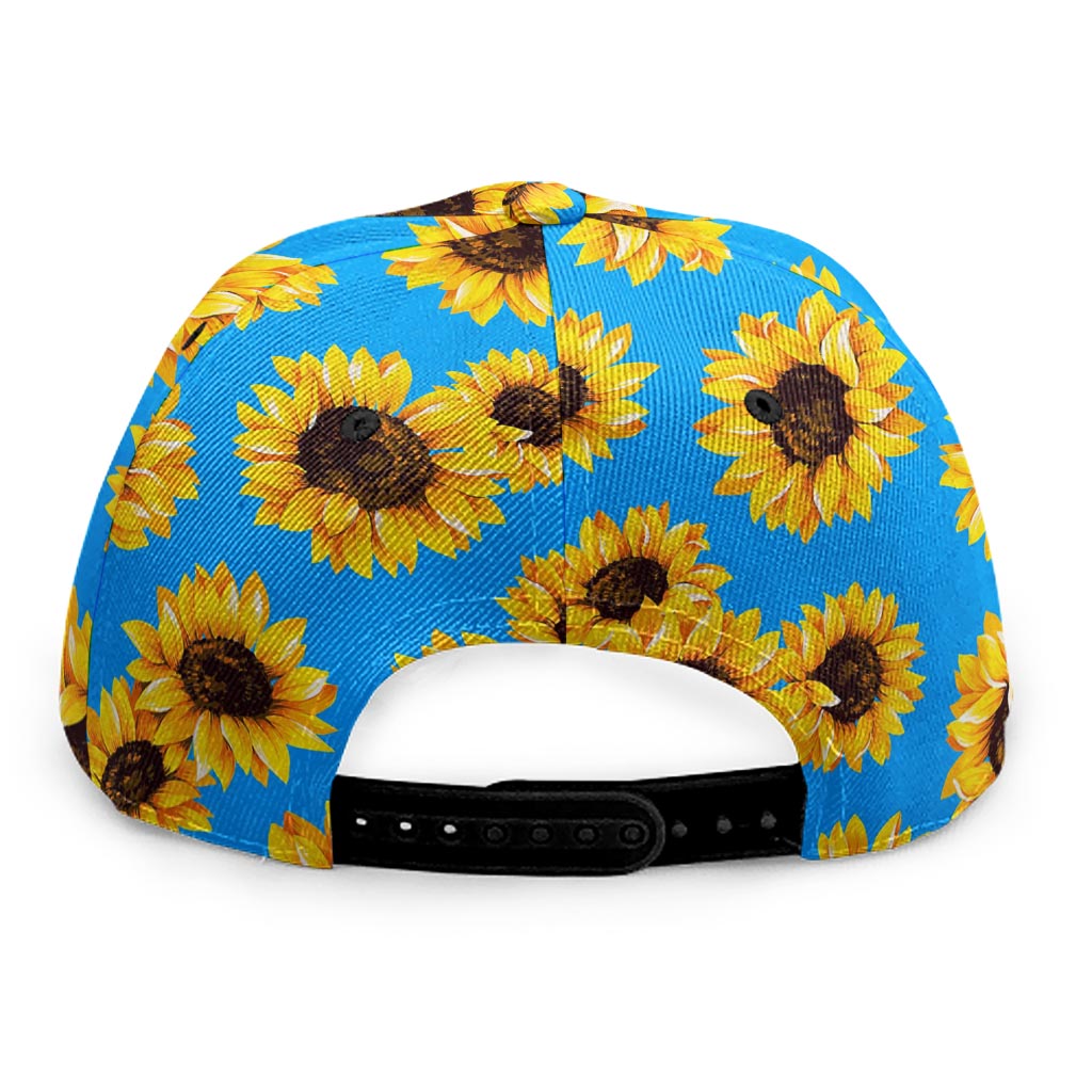 Blue Sunflower Pattern Print Snapback Cap
