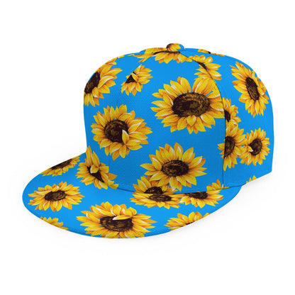 Blue Sunflower Pattern Print Snapback Cap