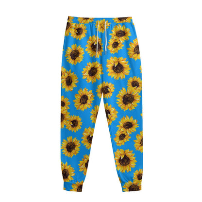 Blue Sunflower Pattern Print Sweatpants