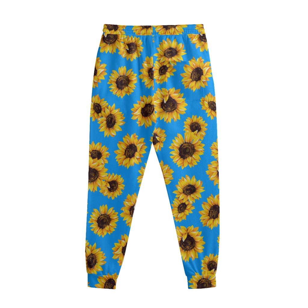 Blue Sunflower Pattern Print Sweatpants