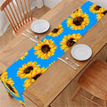 Blue Sunflower Pattern Print Table Runner