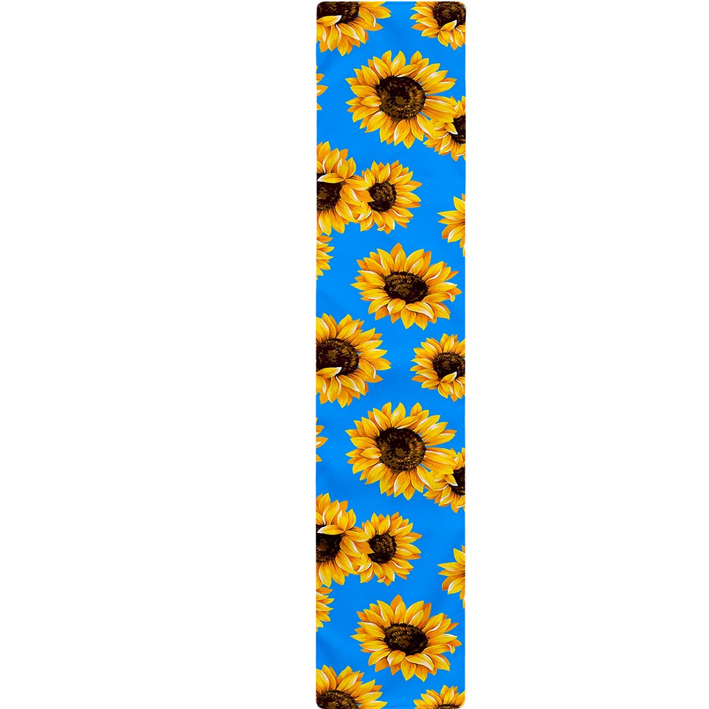Blue Sunflower Pattern Print Table Runner