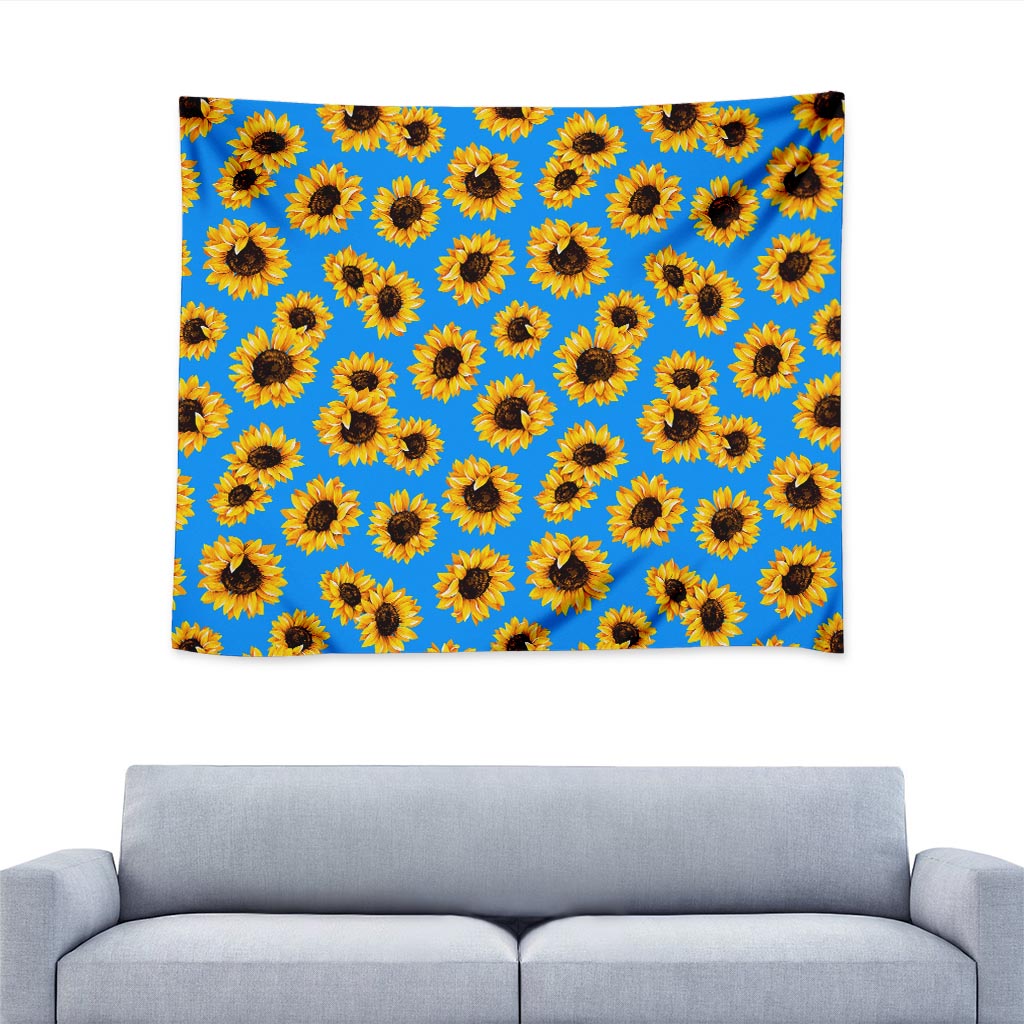 Blue Sunflower Pattern Print Tapestry