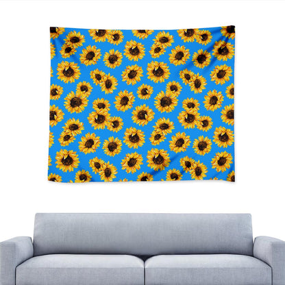 Blue Sunflower Pattern Print Tapestry