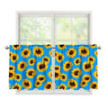 Blue Sunflower Pattern Print Tier Curtains
