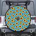 Blue Sunflower Pattern Print Tire Cover With Camera Hole