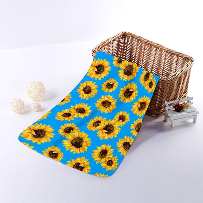 Blue Sunflower Pattern Print Towel