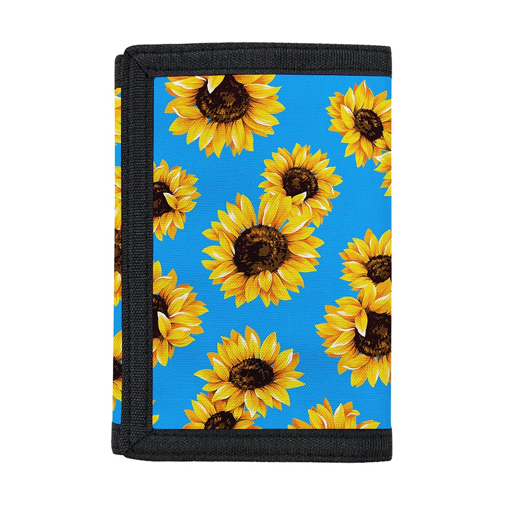 Blue Sunflower Pattern Print Trifold Wallet