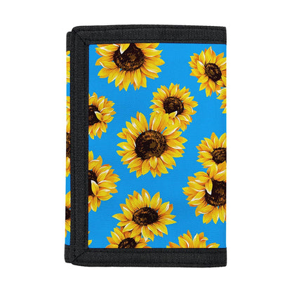 Blue Sunflower Pattern Print Trifold Wallet
