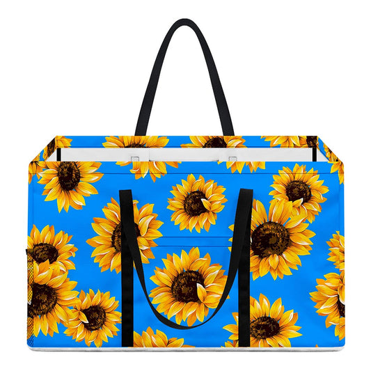 Blue Sunflower Pattern Print Utility Tote Bag