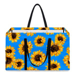Blue Sunflower Pattern Print Utility Tote Bag