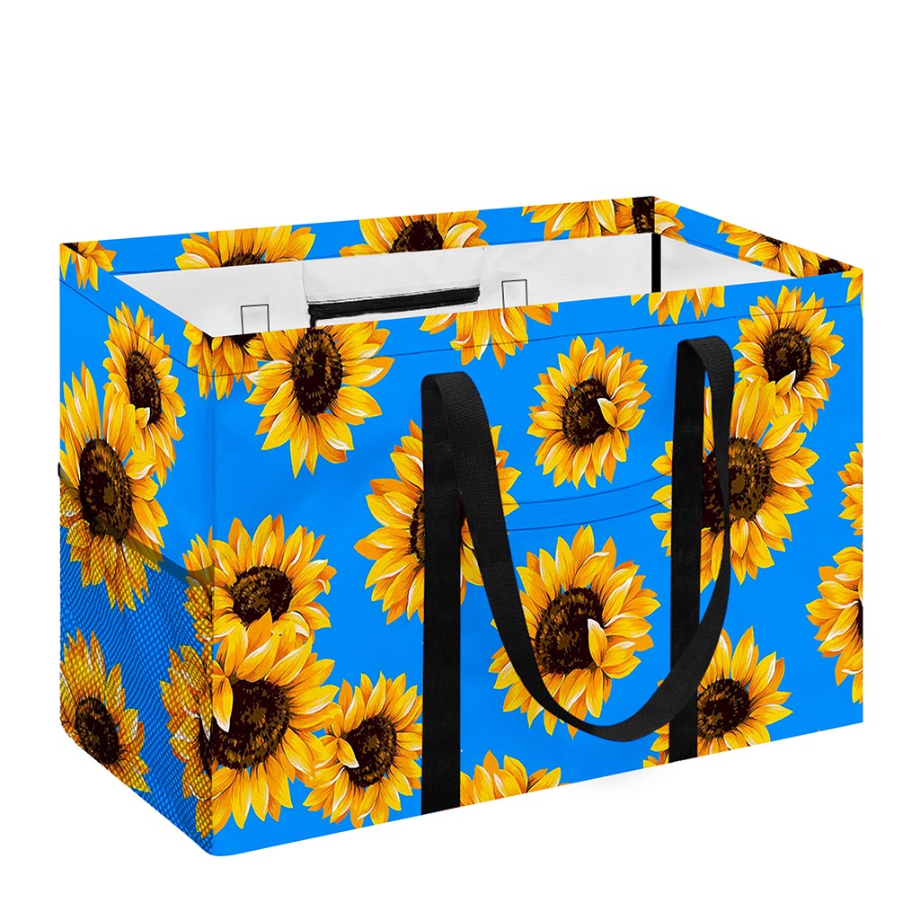 Blue Sunflower Pattern Print Utility Tote Bag