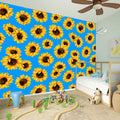 Blue Sunflower Pattern Print Wall Sticker