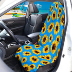 Blue Sunflower Pattern Print Waterproof Car Seat Cover
