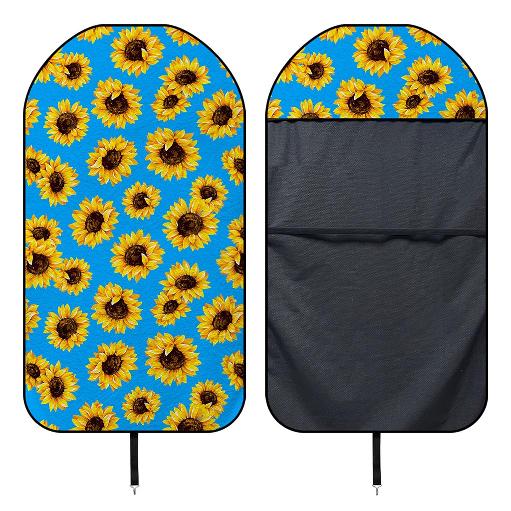 Blue Sunflower Pattern Print Waterproof Car Seat Cover