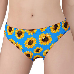 Blue Sunflower Pattern Print Women's Panties