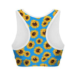 Blue Sunflower Pattern Print Women's Sports Bra