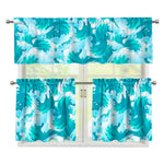 Blue Surfing Wave Pattern Print 3 Piece Kitchen Curtains