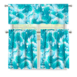 Blue Surfing Wave Pattern Print 3 Piece Kitchen Curtains