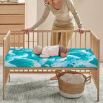 Blue Surfing Wave Pattern Print Baby Crib Sheet