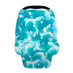 Blue Surfing Wave Pattern Print Baby Seat Cover