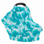 Blue Surfing Wave Pattern Print Baby Seat Cover