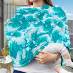 Blue Surfing Wave Pattern Print Baby Seat Cover