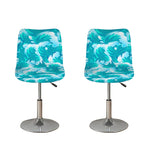 Blue Surfing Wave Pattern Print Bar Stool Covers