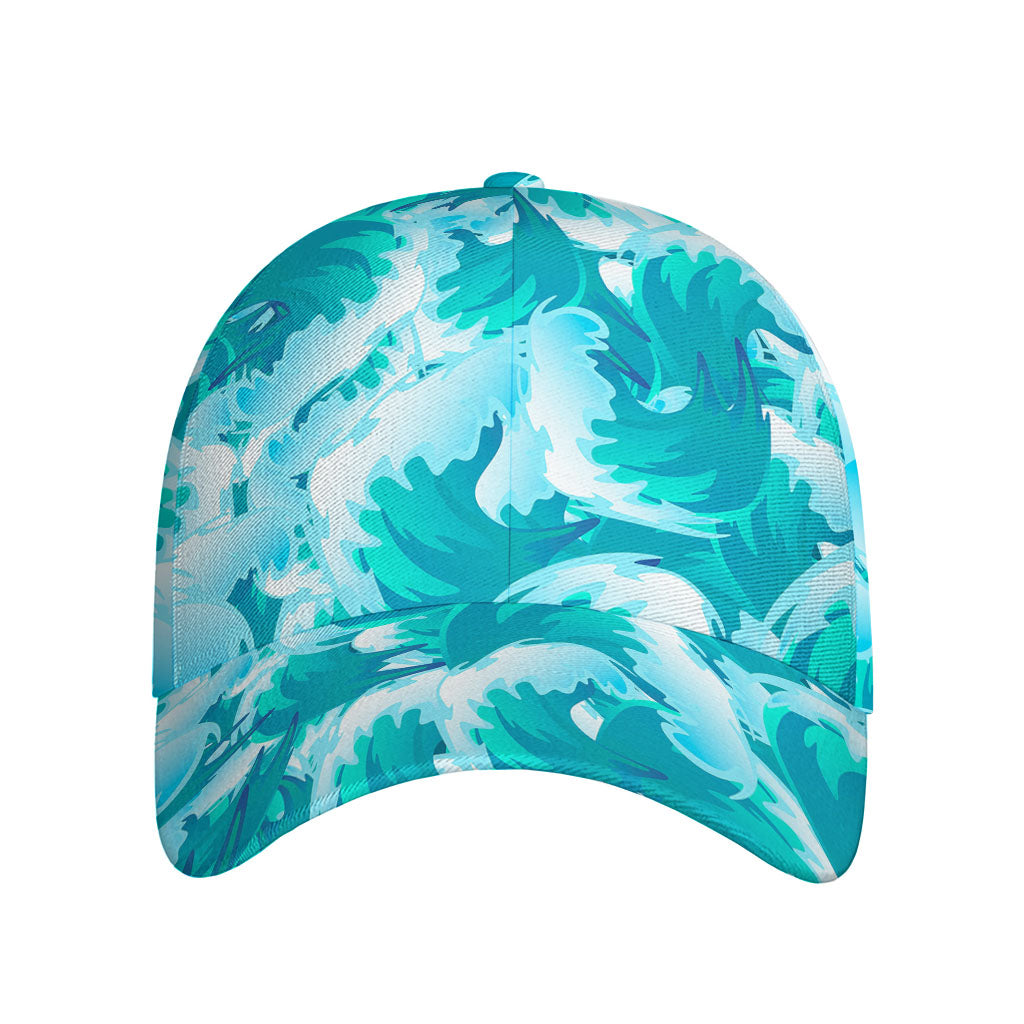 Blue Surfing Wave Pattern Print Baseball Cap